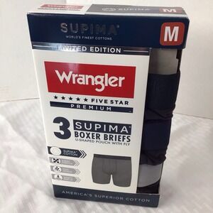 Wrangler Men's Supima ComfortFlex Stretch Boxer Briefs, 3-Pack Medium!